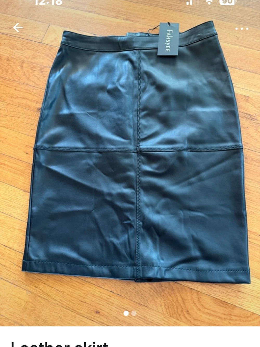 Black Faux Leather Pencil Skirt